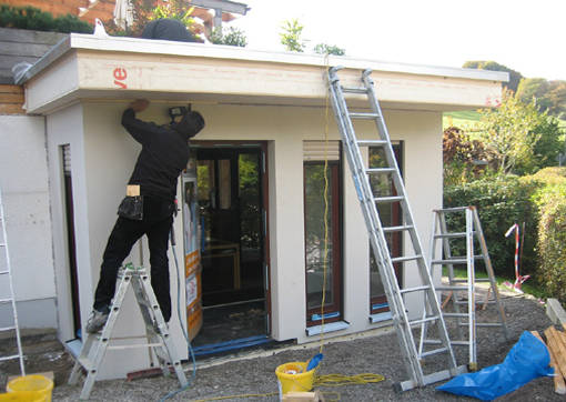 Arbeiten am neuen Büroanbau
